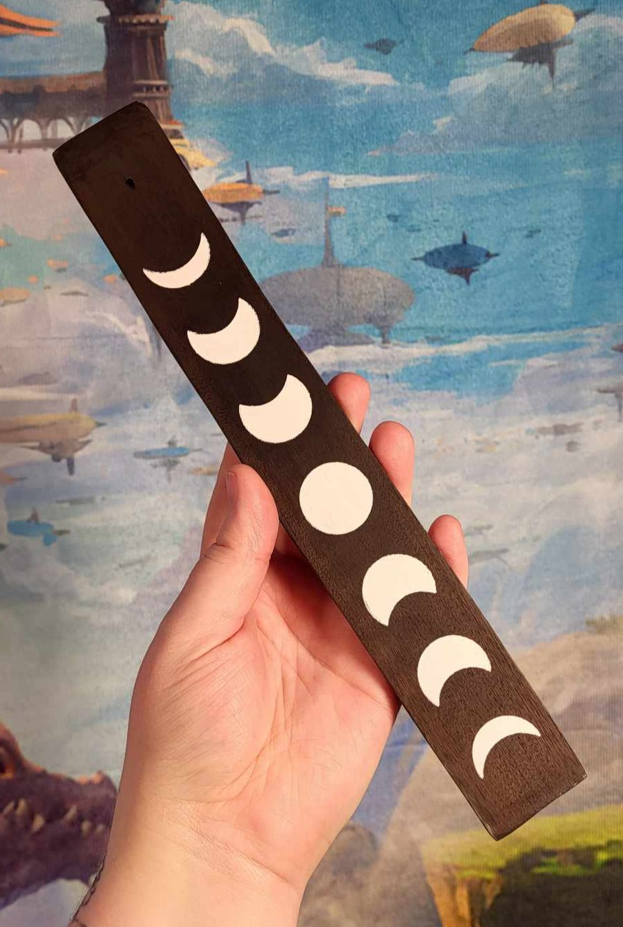 Wooden Moon Phase Incense Holder