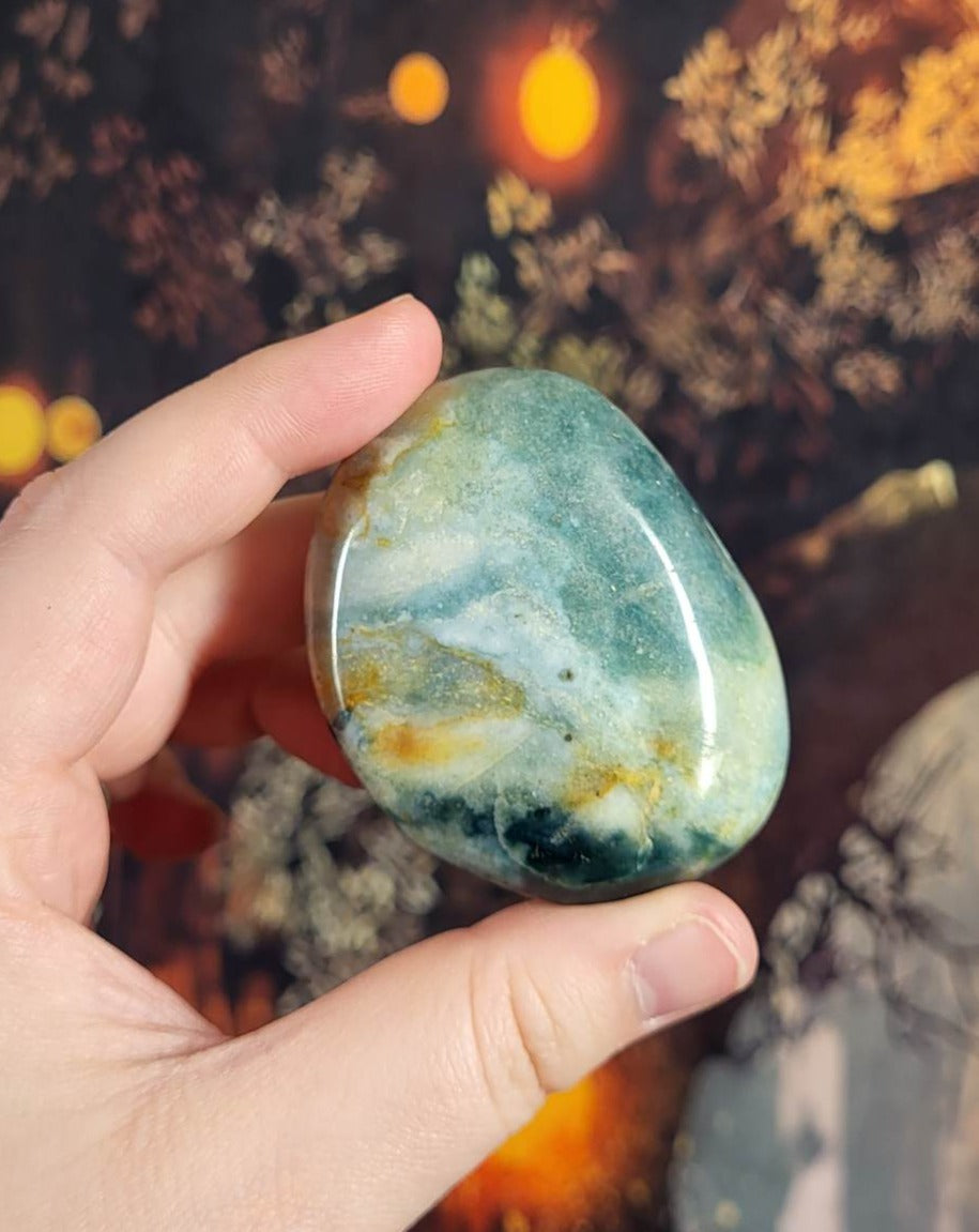 Blue Ocean Jasper Palm Stone