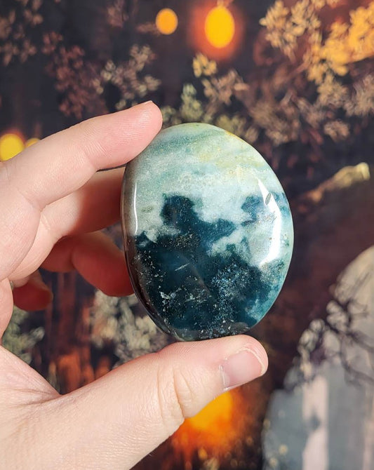 Blue Ocean Jasper Palm Stone