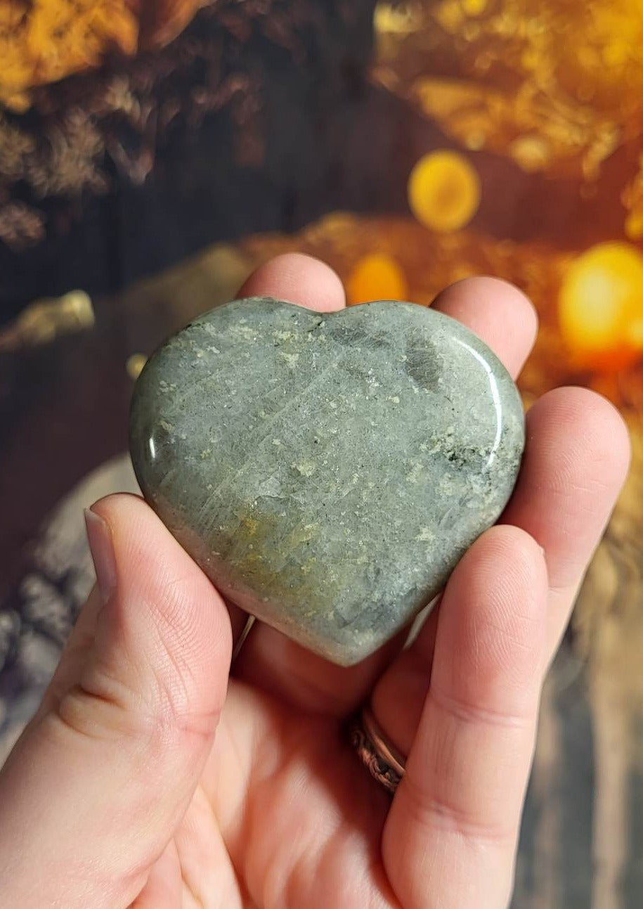 Labradorite Heart with Pink Flash