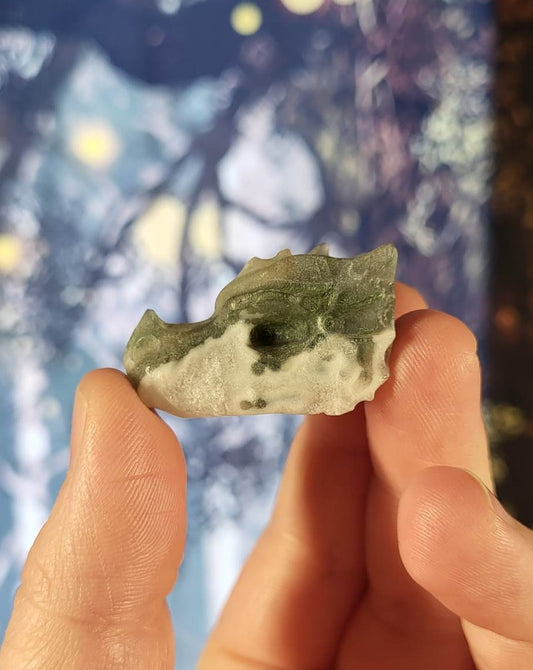 Moss Agate Dragon Head Small