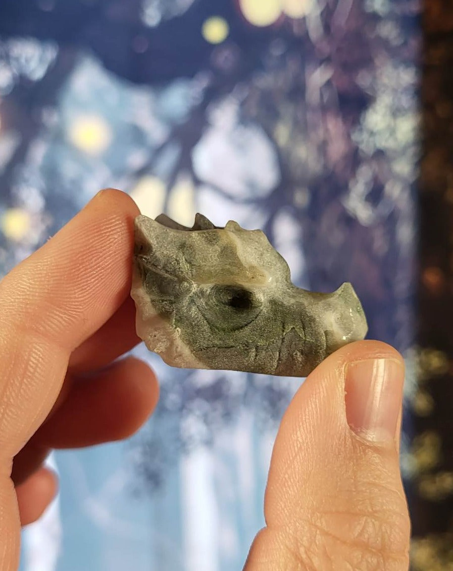 Moss Agate Dragon Head Small