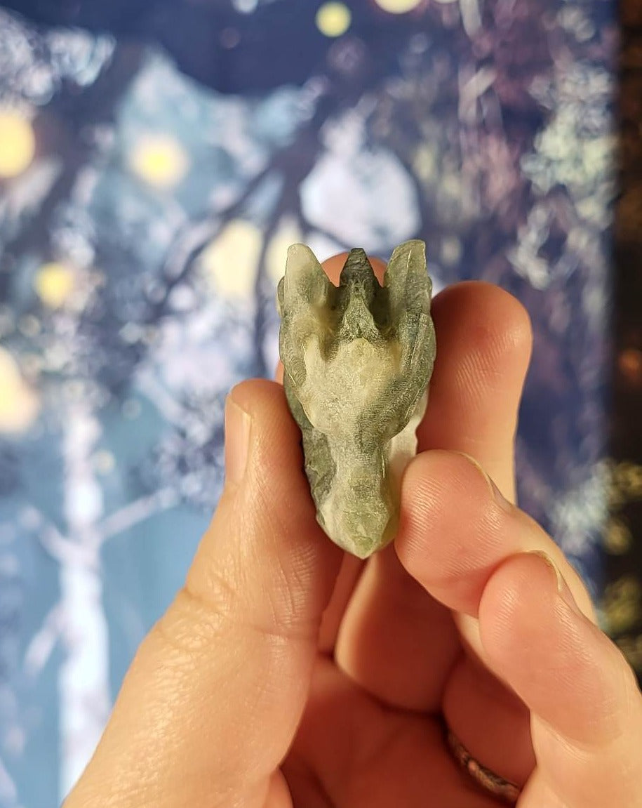 Moss Agate Dragon Head Small